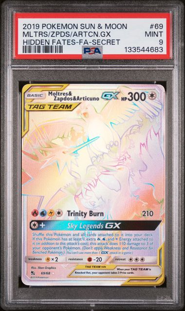 PSA 9 - 2019 POKEMON SUN & MOON HIDDEN FATES #69 MLTRS/ZPDS/ARTCN.GX HIDDEN FATES-FA-SECRET