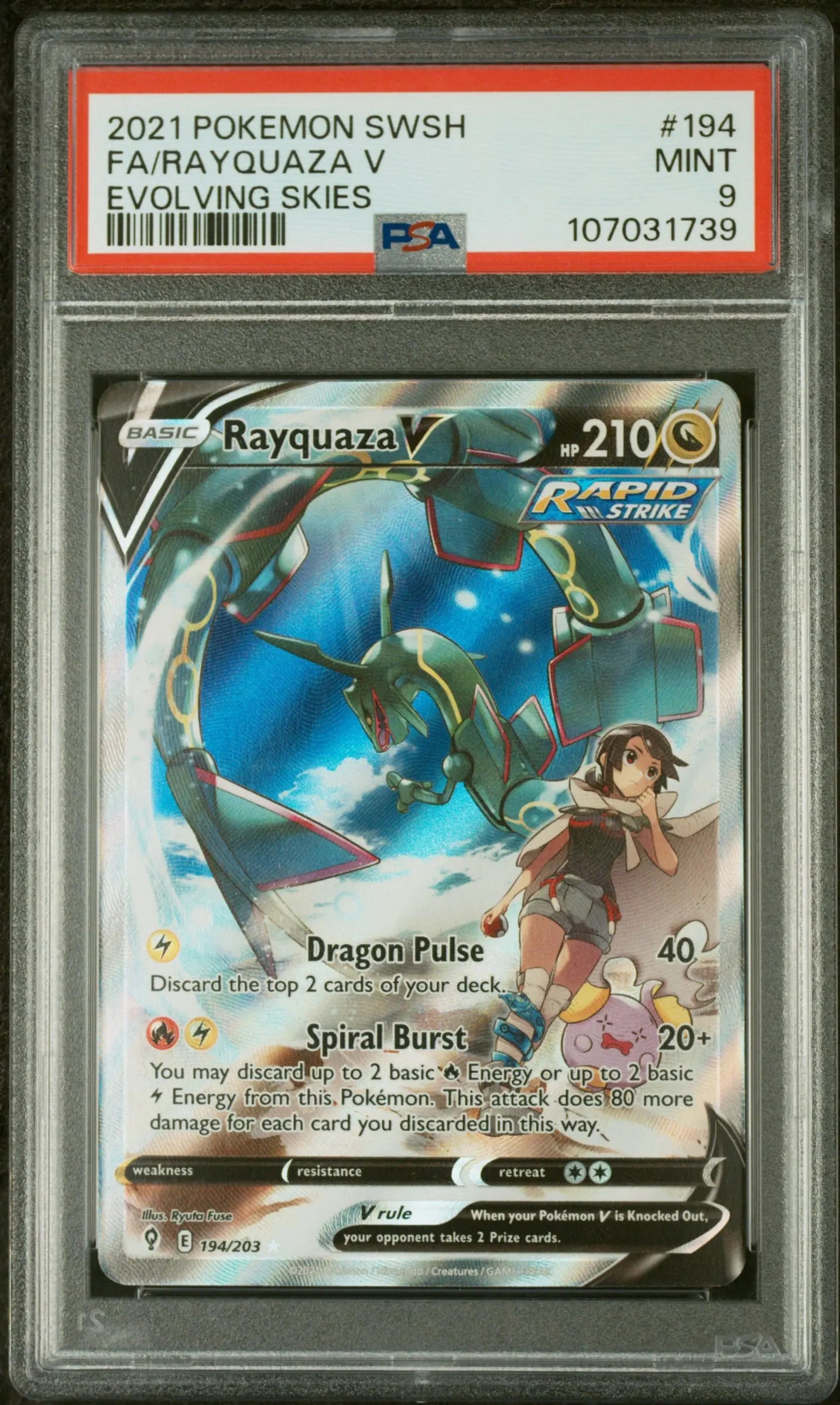 PSA 9 - 2021 POKEMON SWORD & SHIELD EVOLVING SKIES #194 FA/RAYQUAZA V EVOLVING SKIES - Doe's Cards