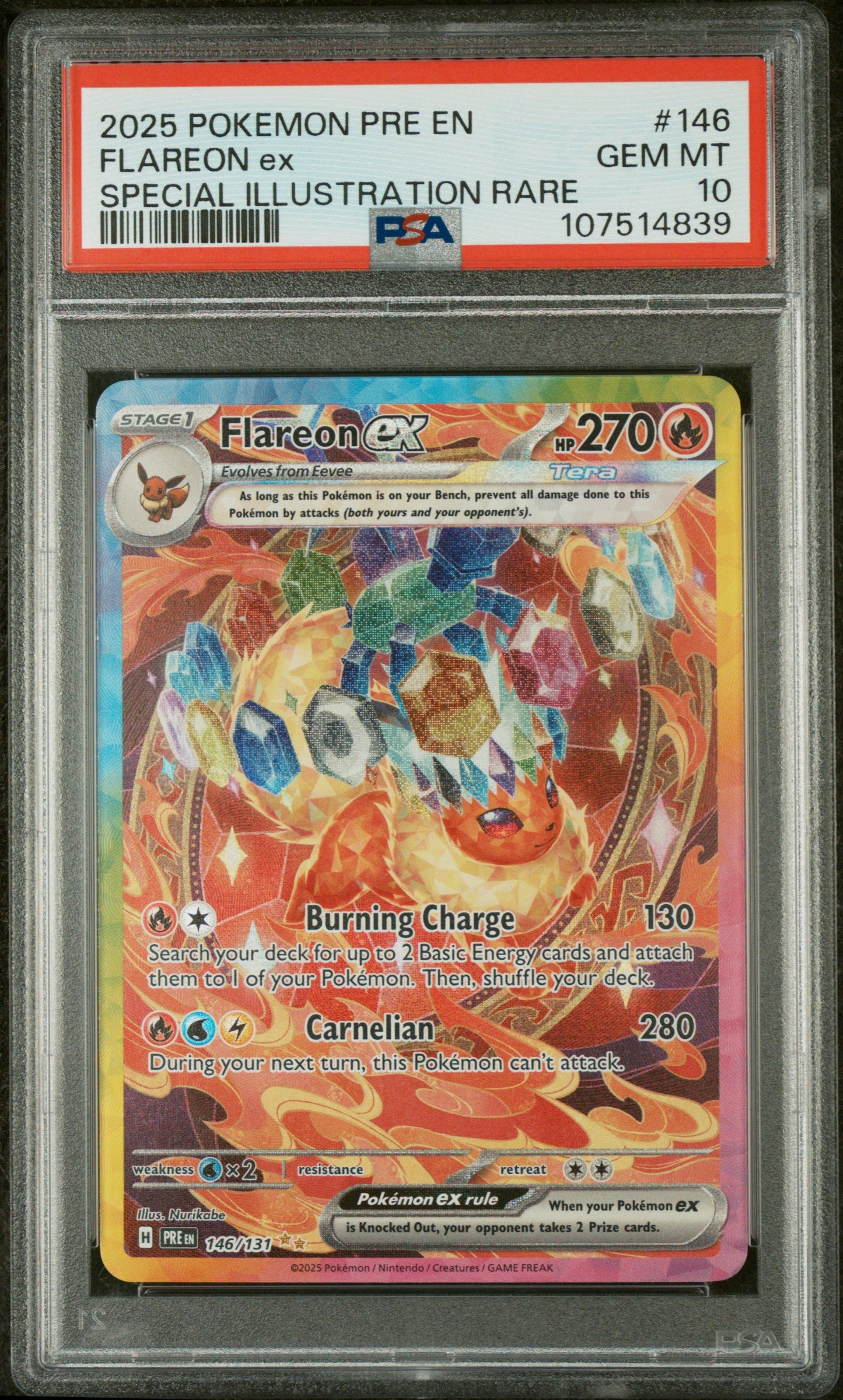 PSA 10 - 2025 POKEMON PRE EN-PRISMATIC EVOLUTIONS #146 FLAREON EX SPECIAL ILLUSTRATION RARE - Doe's Cards