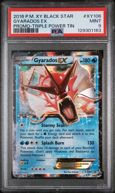 PSA 9 - 2016 POKEMON XY BLACK STAR PROMO #XY106 GYARADOS EX PROMO-TRIPLE POWER TIN Doe's Cards