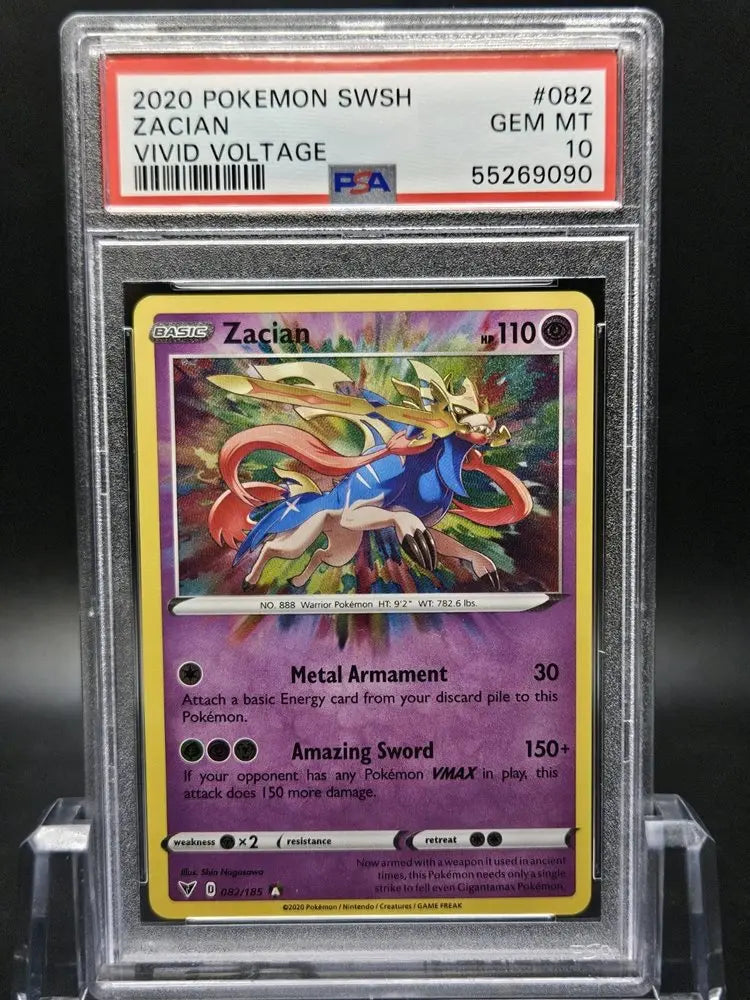 PSA 10 - 2020 POKEMON SWORD & SHIELD VIVID VOLTAGE #082 ZACIAN VIVID VOLTAGE - Doe's Cards