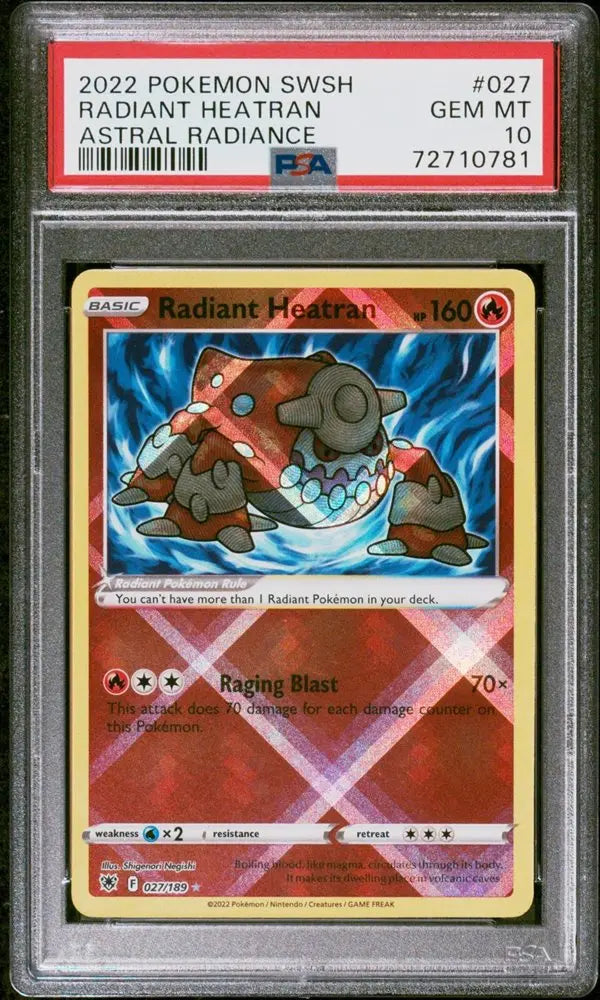 PSA 10 - 2022 POKEMON SWORD & SHIELD ASTRAL RADIANCE #027 RADIANT HEATRAN ASTRAL RADIANCE - Doe's Cards