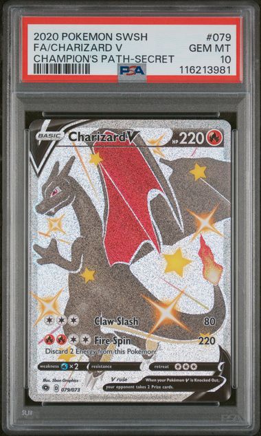 PSA 10 - 2020 POKEMON SWORD & SHIELD CHAMPION'S PATH #079 FA/CHARIZARD V CHAMPION'S PATH-SECRET