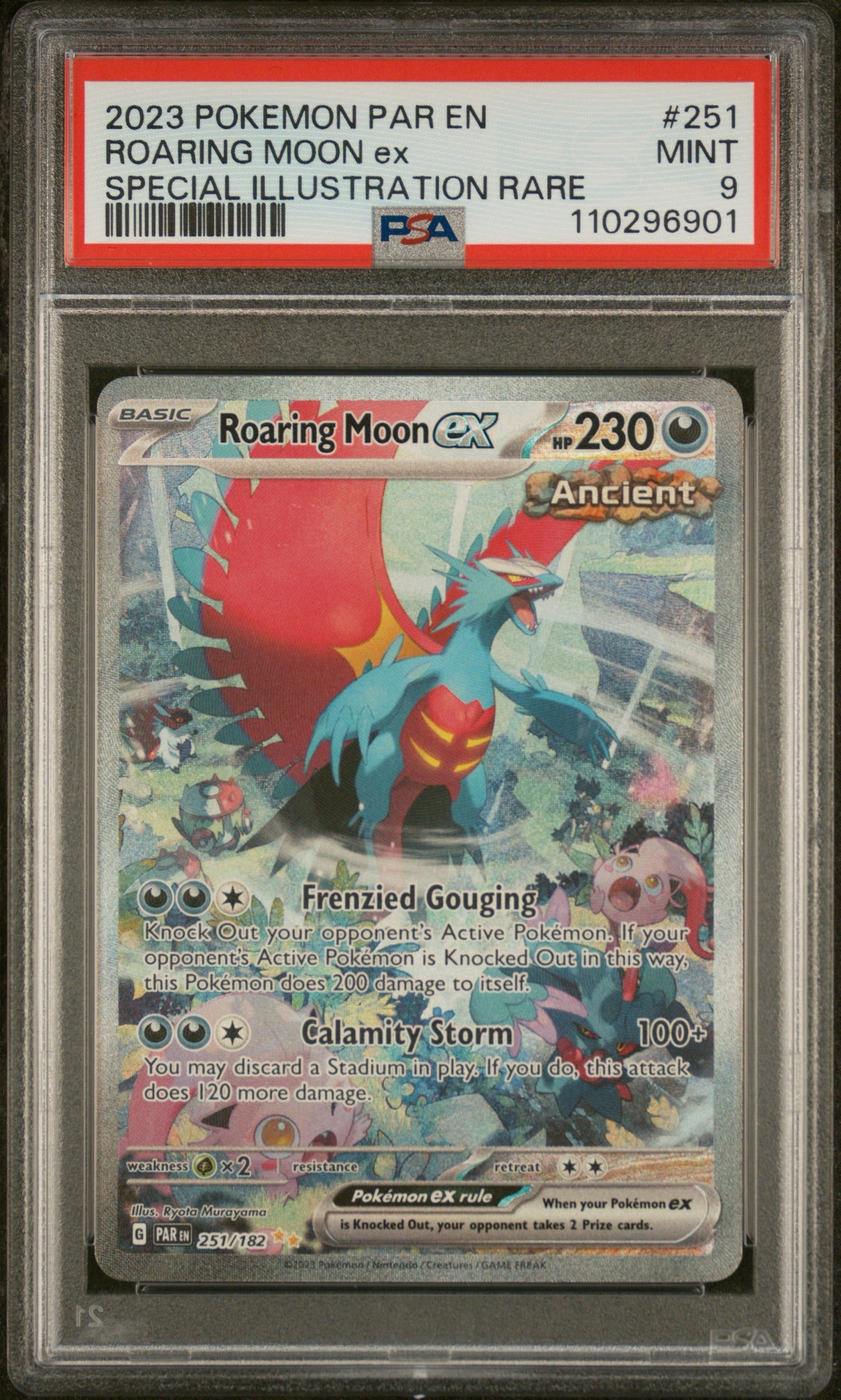 PSA 9 - 2023 POKEMON PAR EN-PARADOX RIFT #251 ROARING MOON EX SPECIAL ILLUSTRATION RARE - Doe's Cards