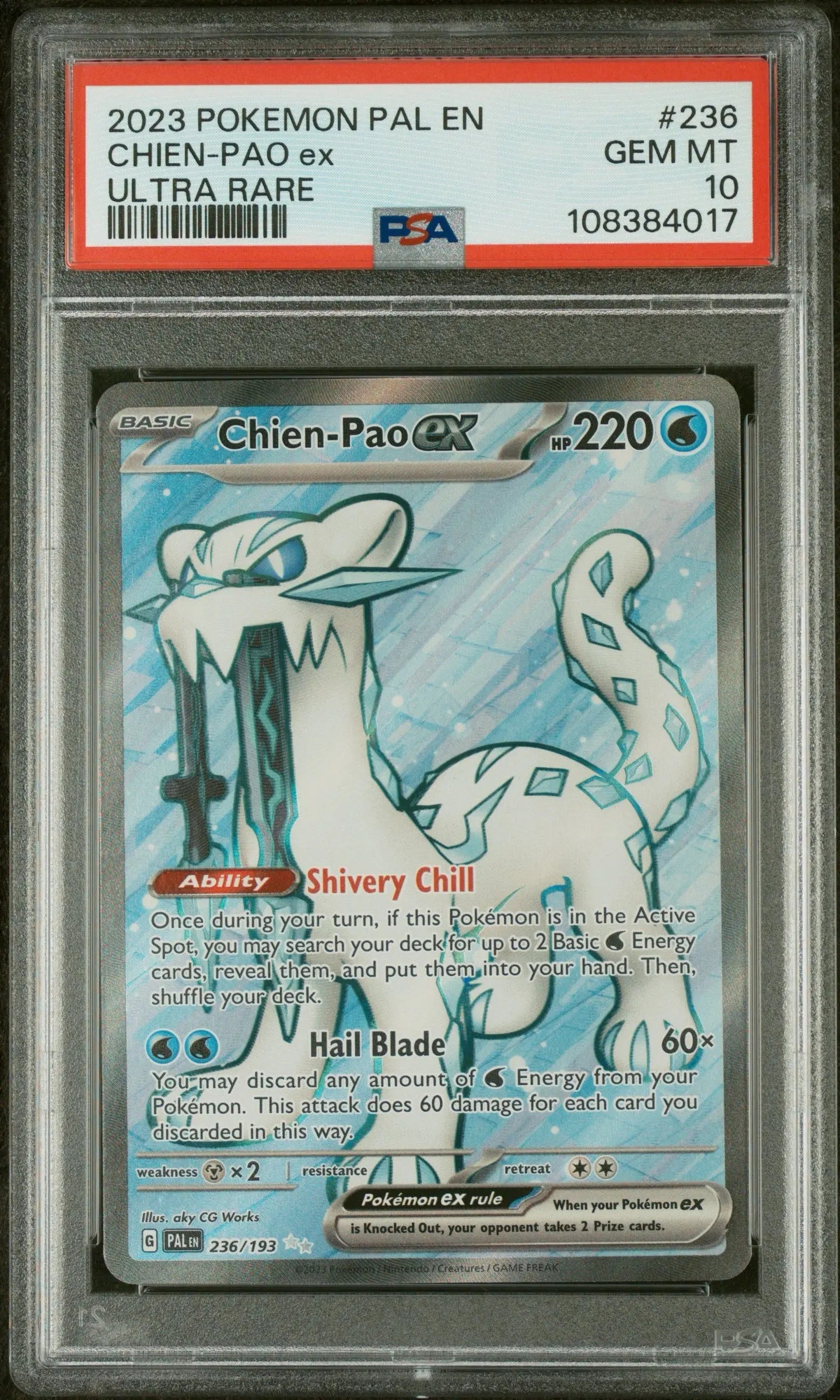 PSA 10 - 2023 POKEMON PAL EN-PALDEA EVOLVED #236 CHIEN-PAO EX ULTRA RARE - Doe's Cards