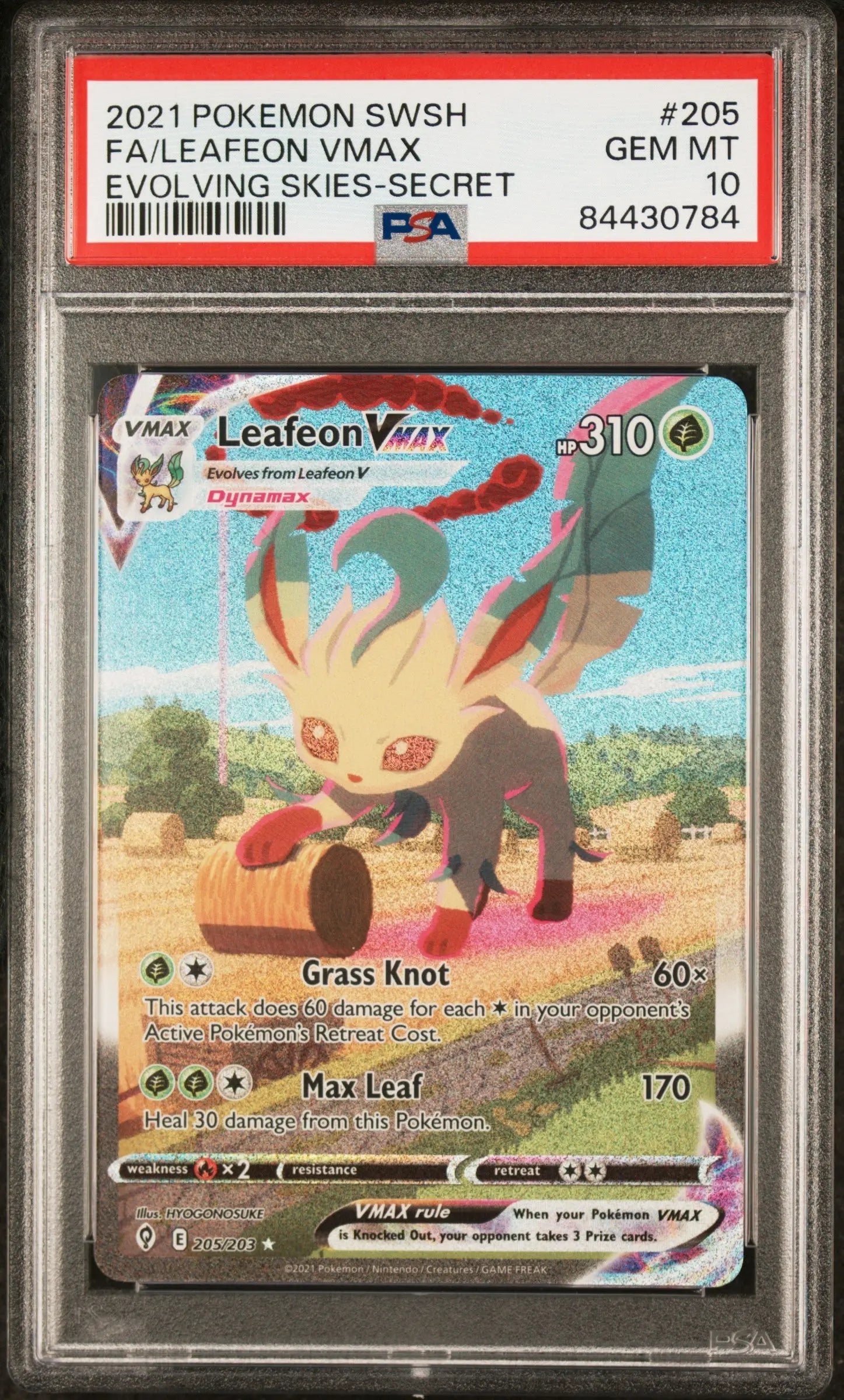 PSA 10 - 2021 POKEMON SWORD & SHIELD EVOLVING SKIES #205 FA/LEAFEON VMAX EVOLVING SKIES-SECRET - Doe's Cards