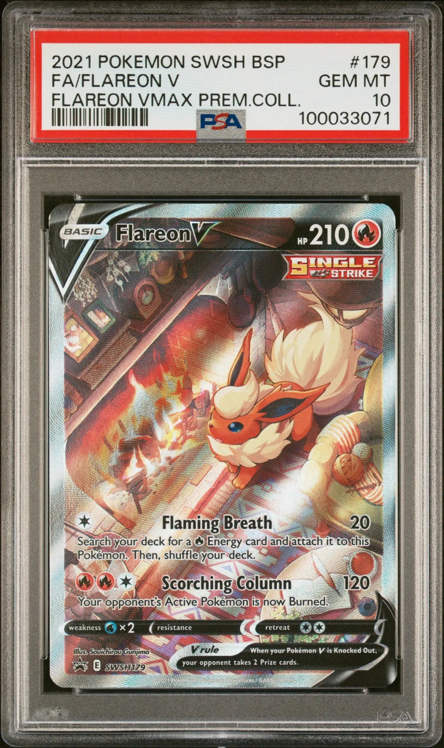 PSA 10 - 2021 POKEMON SWSH BLACK STAR PROMO #179 FA/FLAREON V FLAREON VMAX PREM.COLL. - Doe's Cards