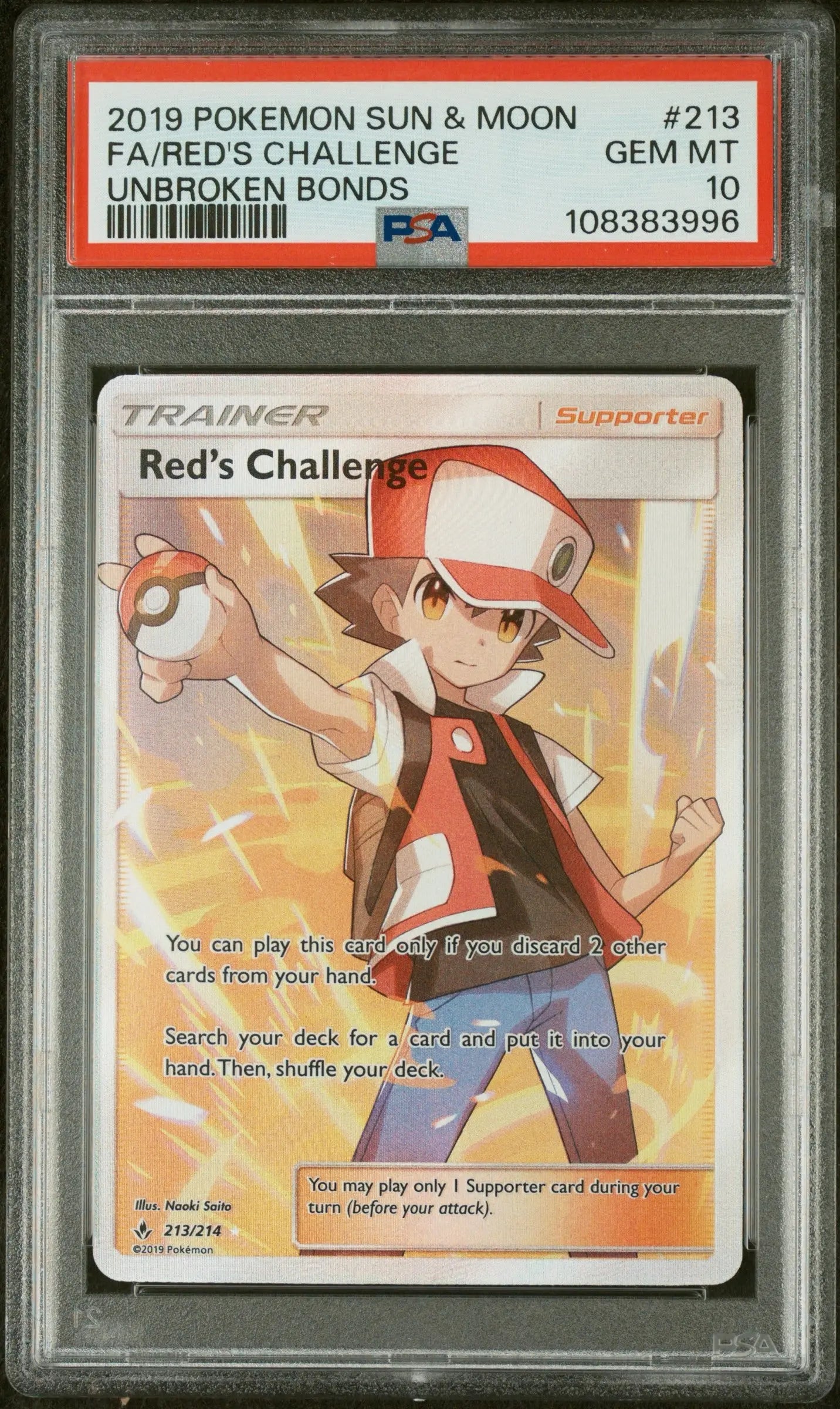 PSA 10 - 2019 POKEMON SUN & MOON UNBROKEN BONDS #213 FA/RED'S CHALLENGE UNBROKEN BONDS - Doe's Cards