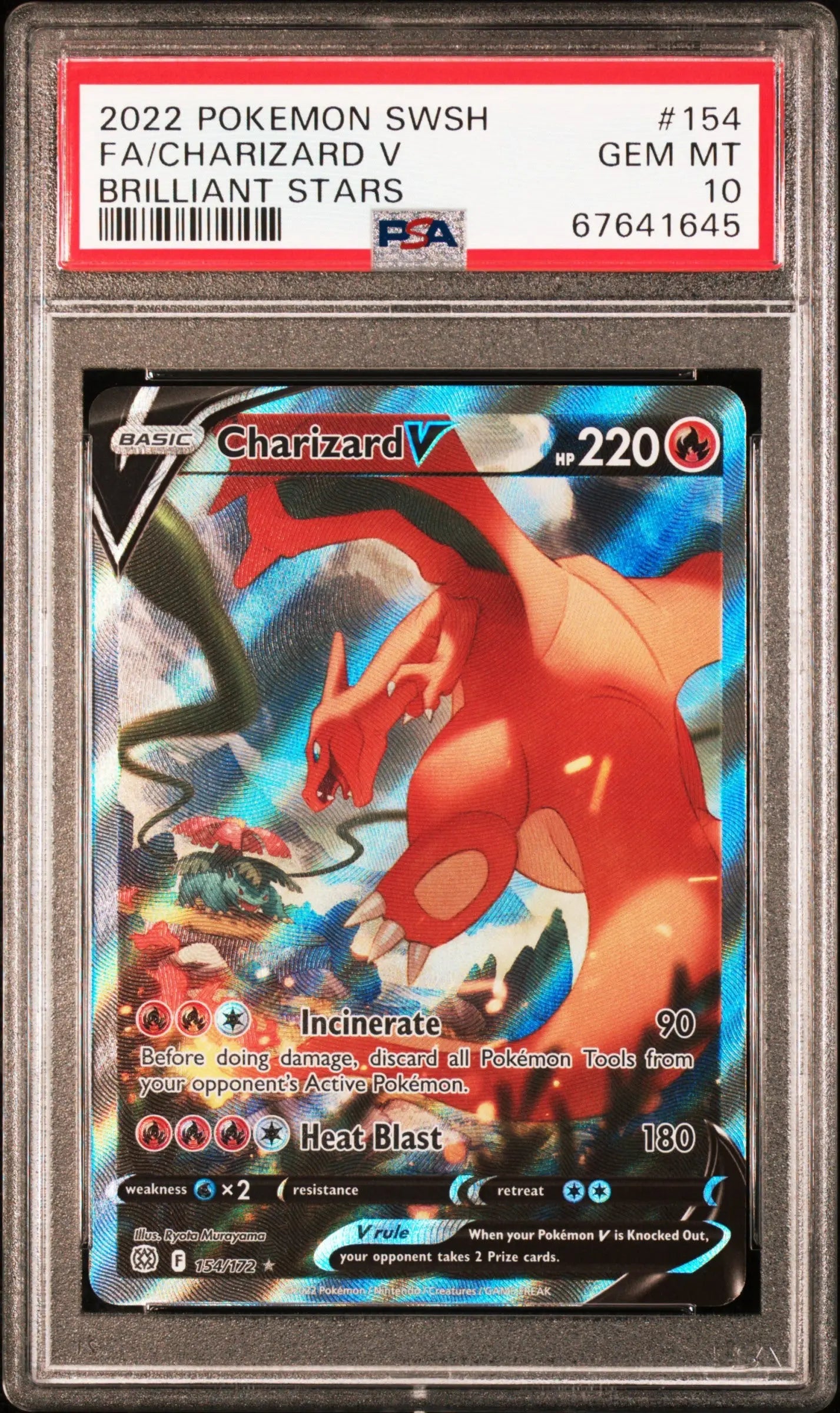 PSA 10 - 2022 POKEMON SWORD & SHIELD BRILLIANT STARS #154 FA/CHARIZARD V BRILLIANT STARS - Doe's Cards