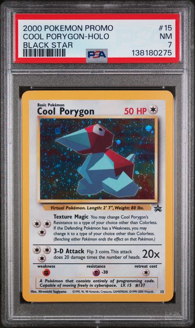 PSA 7 - 2000 POKEMON PROMO BLACK STAR #15 COOL PORYGON-HOLO BLACK STAR Doe's Cards
