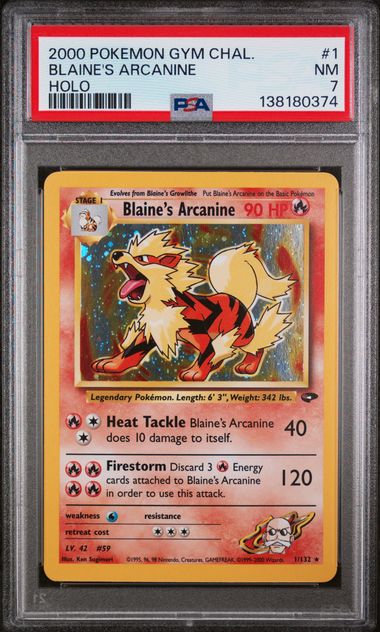 PSA 7 - 2000 POKEMON GYM CHALLENGE #1 BLAINE'S ARCANINE HOLO Doe's Cards
