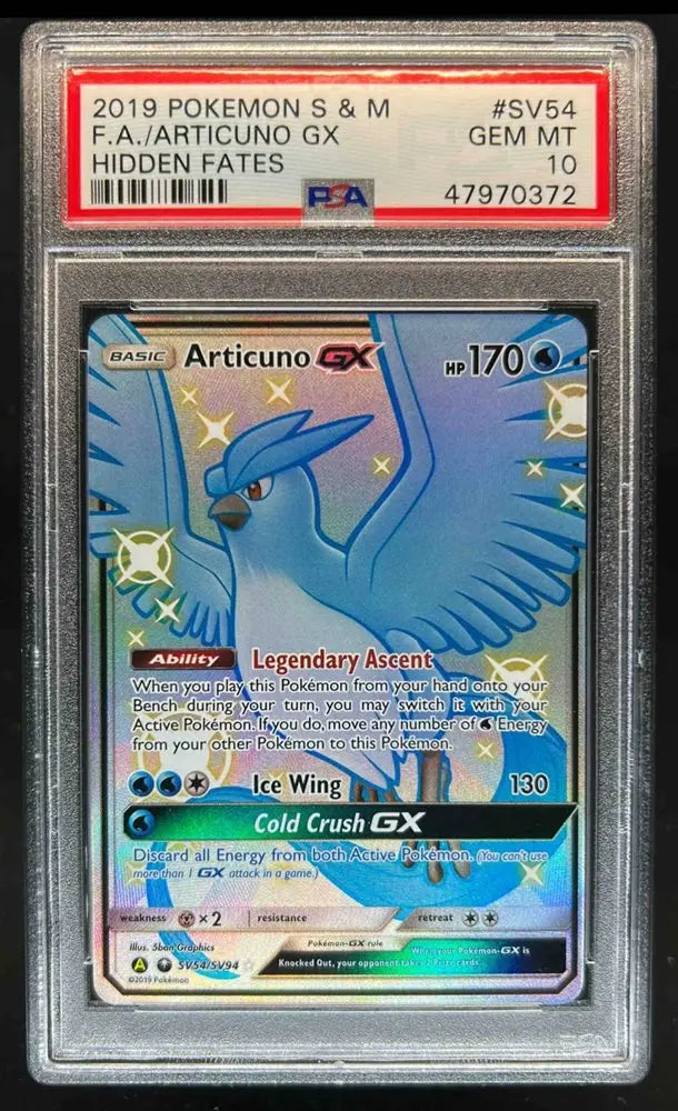 PSA 10 - 2019 POKEMON SUN & MOON HIDDEN FATES #SV54 FA/ARTICUNO GX HIDDEN FATES - Doe's Cards