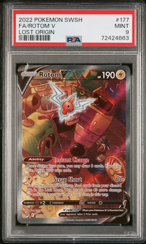 PSA 9 - 2022 POKEMON SWORD & SHIELD LOST ORIGIN #177 FA/ROTOM V LOST ORIGIN - Doe's Cards