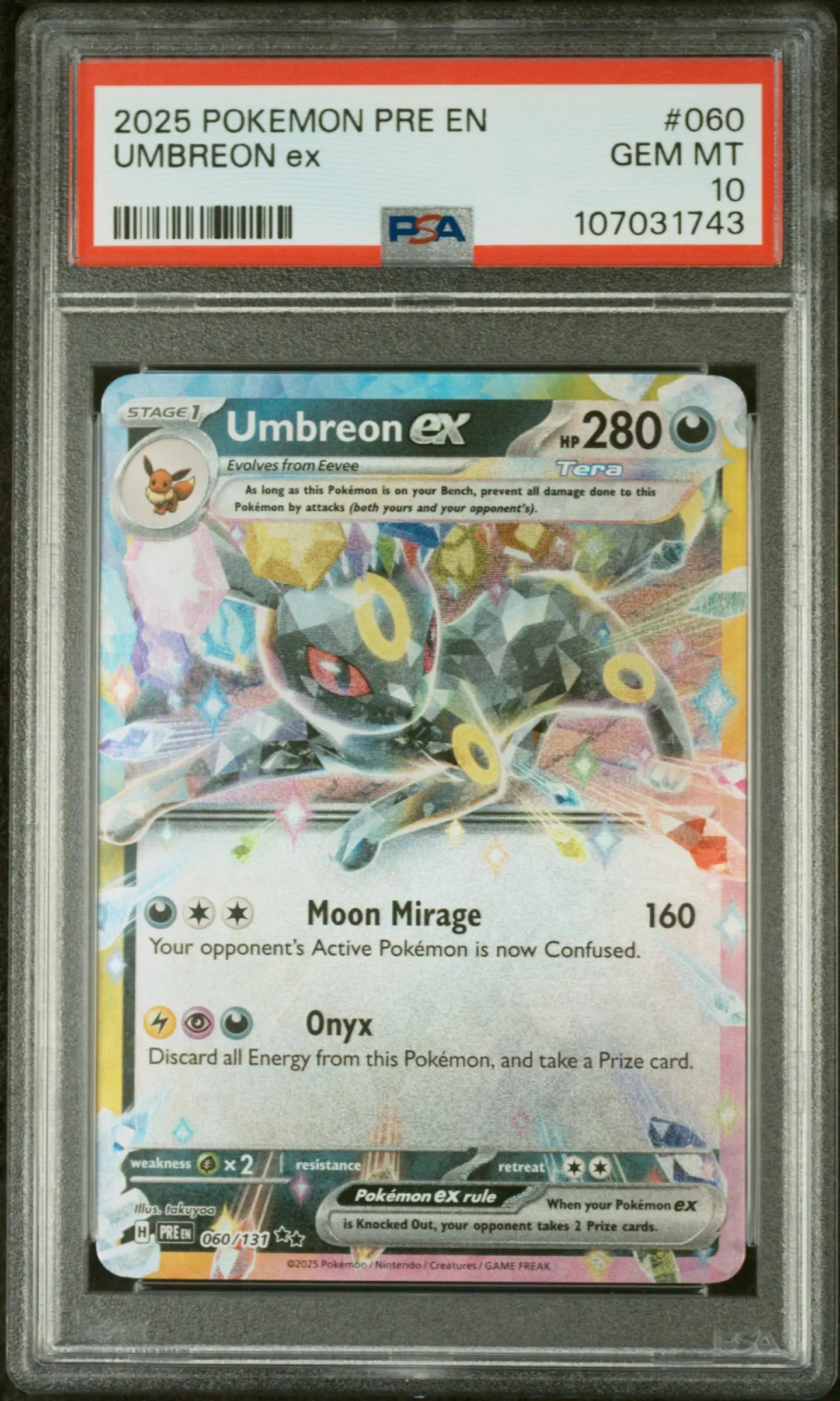 PSA 10 - 2025 POKEMON PRE EN-PRISMATIC EVOLUTIONS #060 UMBREON EX - Doe's Cards