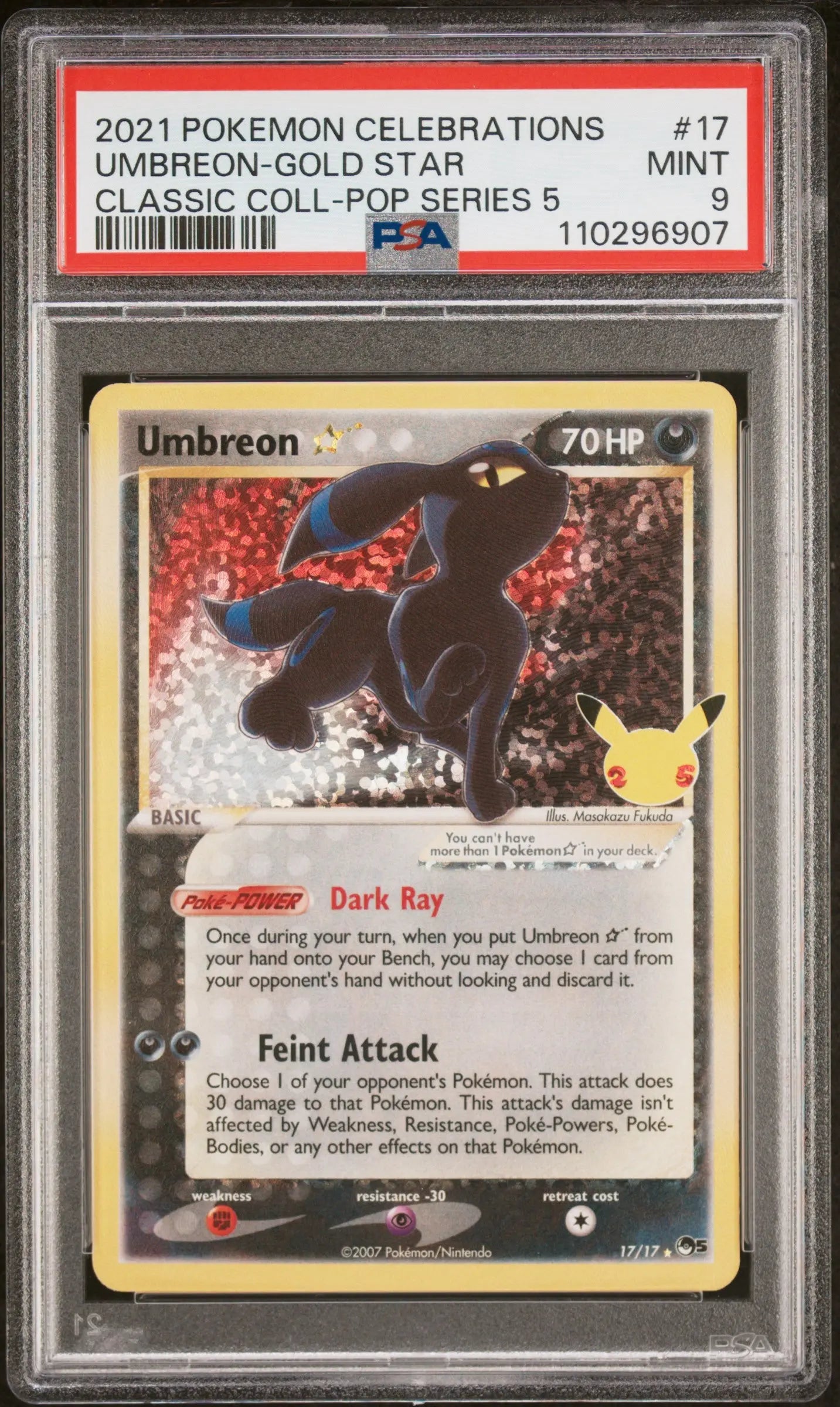 PSA 9 - 2021 POKEMON CELEBRATIONS CLASSIC COLLECTION #17 UMBREON-GOLD STAR CLASSIC COLL-POP SERIES 5 - Doe's Cards