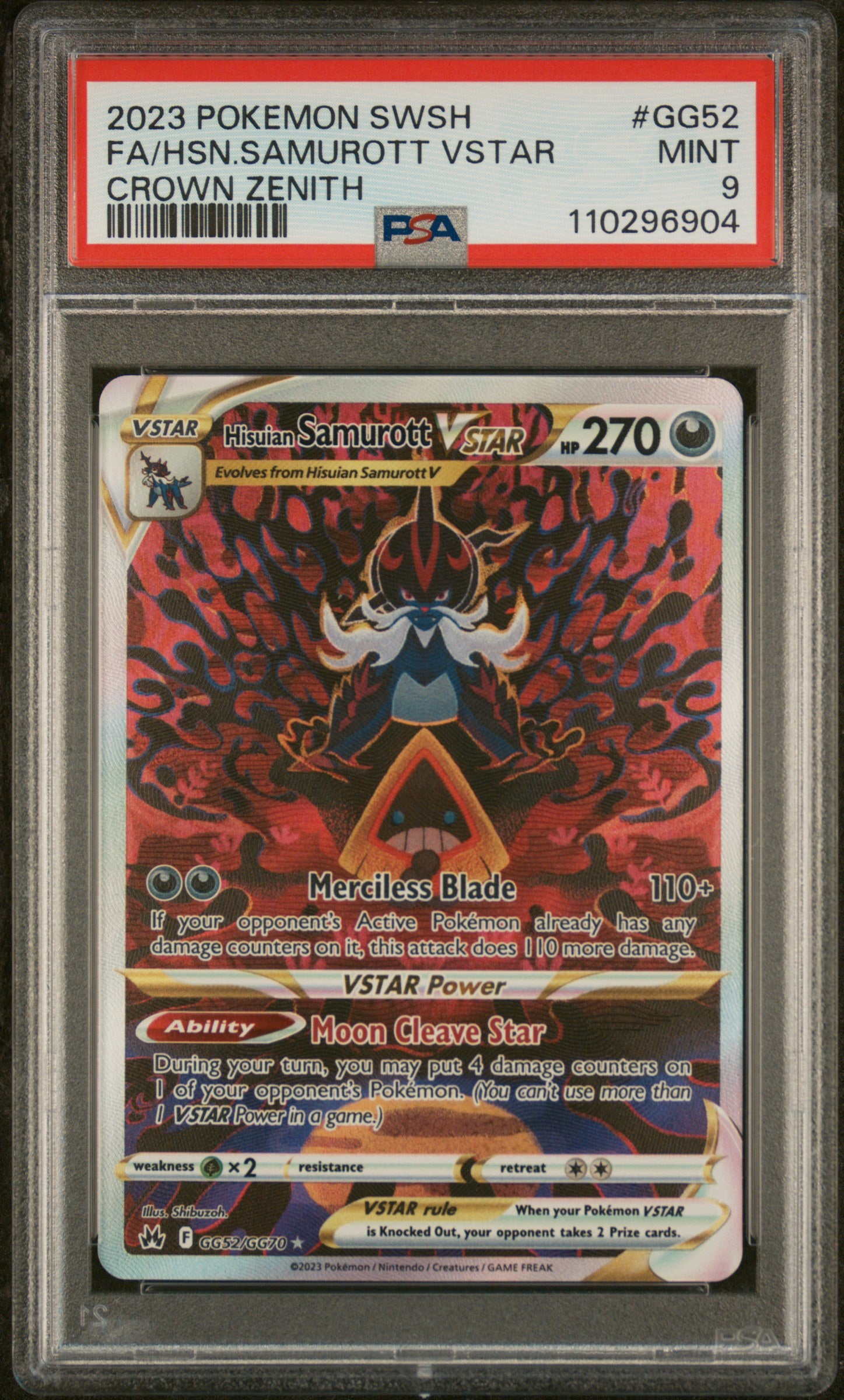 Psa 9 - 2023 POKEMON SWORD AND SHIELD CROWN ZENITH #GG52 FA/HSN.SAMUROTT VSTAR CROWN ZENITH - Doe's Cards
