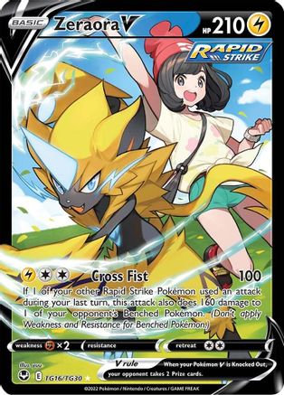 Zeraora V TG16/TG30 - Holofoil SWSH12 Silver Tempest Trainer Gallery - Ultra Rare SWSH12: Silver Tempest Trainer Gallery