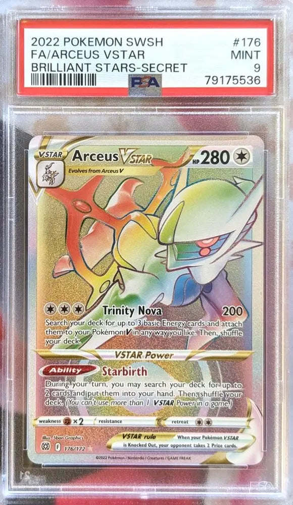 PSA 9 -2022 POKEMON SWORD & SHIELD BRILLIANT STARS #176 FA/ARCEUS VSTAR BRILLIANT STARS-SECRET - Doe's Cards