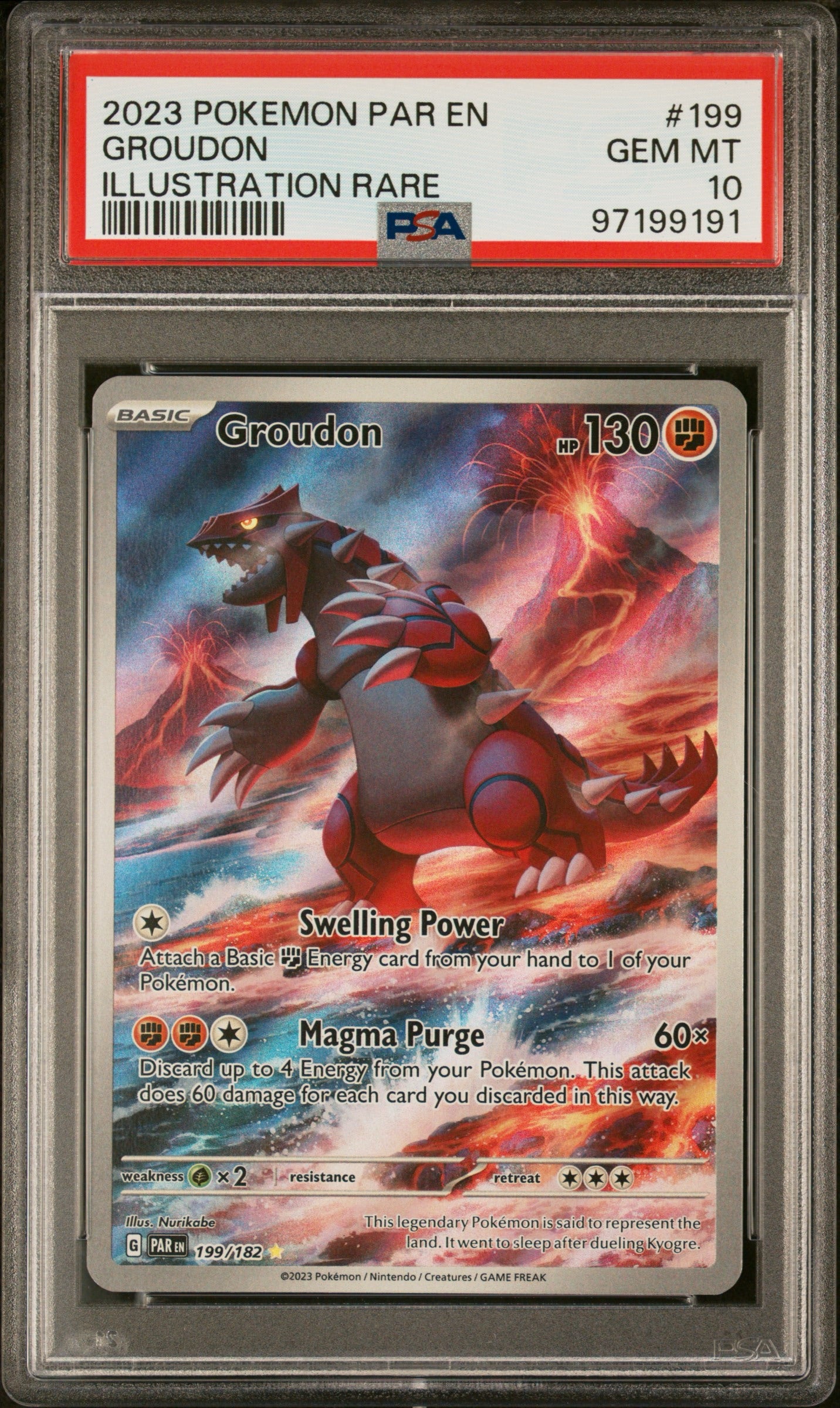 Psa 10 2023 POKEMON PAR EN-PARADOX RIFT #199 GROUDON ILLUSTRATION RARE - Doe's Cards