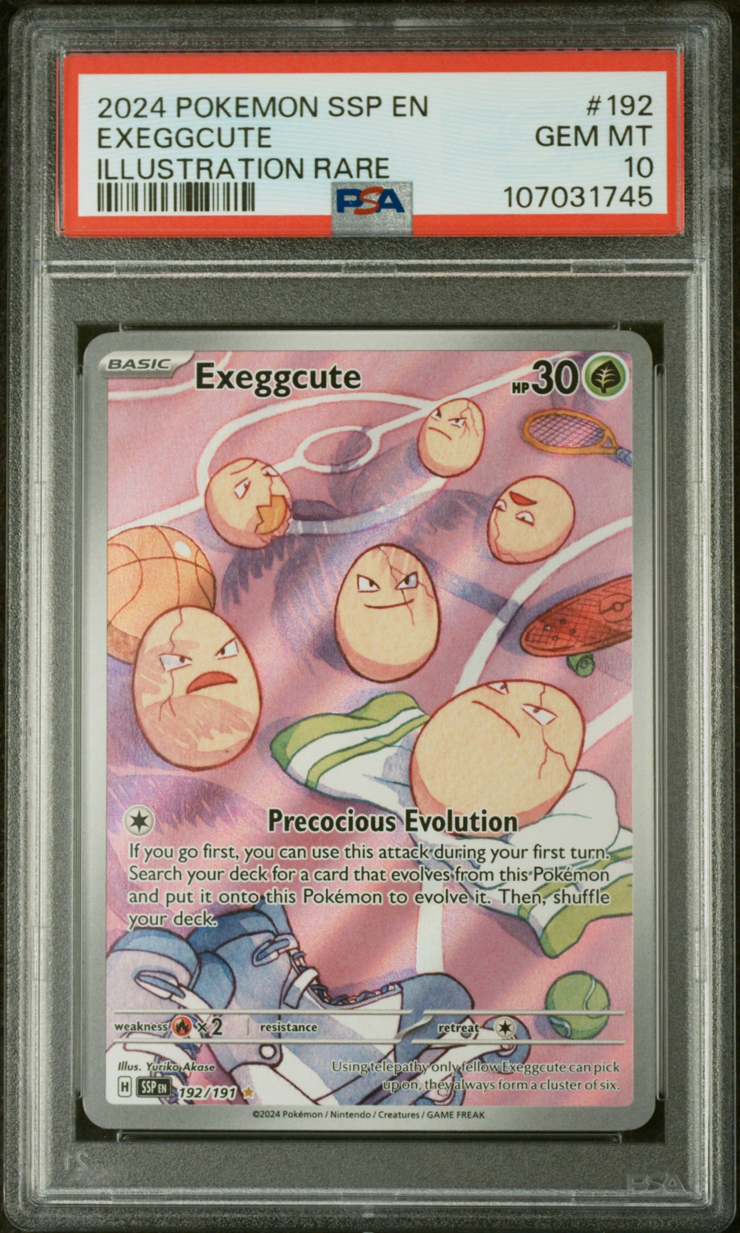 PSA 10 - 2024 POKEMON SSP EN-SURGING SPARKS #192 EXEGGCUTE ILLUSTRATION RARE - Doe's Cards