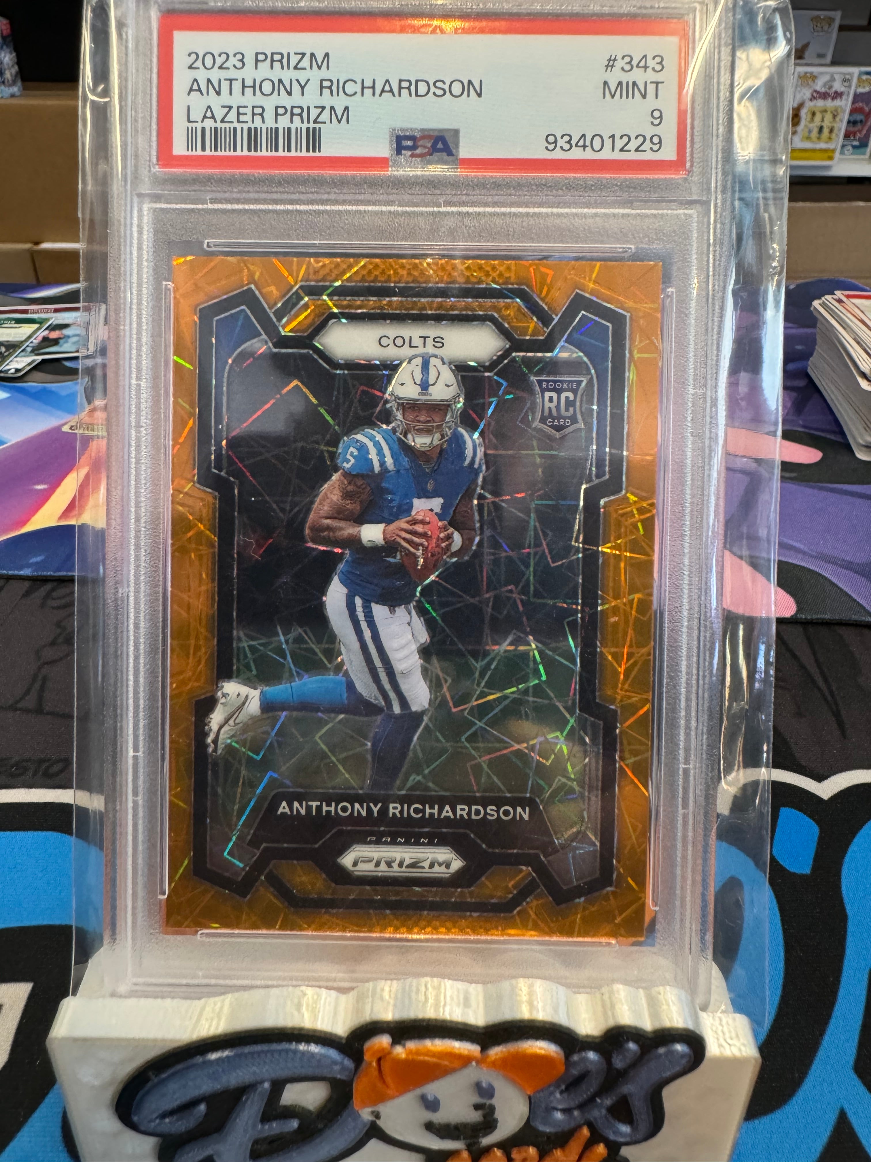 2023 Prizm Football Anthony Richardson Rookie RC Orange Lazer Prizm PSA 9 - Doe's Cards