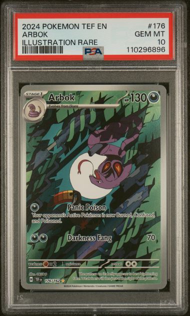 PSA 10 - 2024 POKEMON TEF EN-TEMPORAL FORCES #176 ARBOK ILLUSTRATION RARE - Doe's Cards