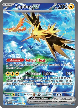 Zapdos ex 202/165 - Holofoil SV Scarlet & Violet 151 - Special Illustration Rare SV: Scarlet & Violet 151