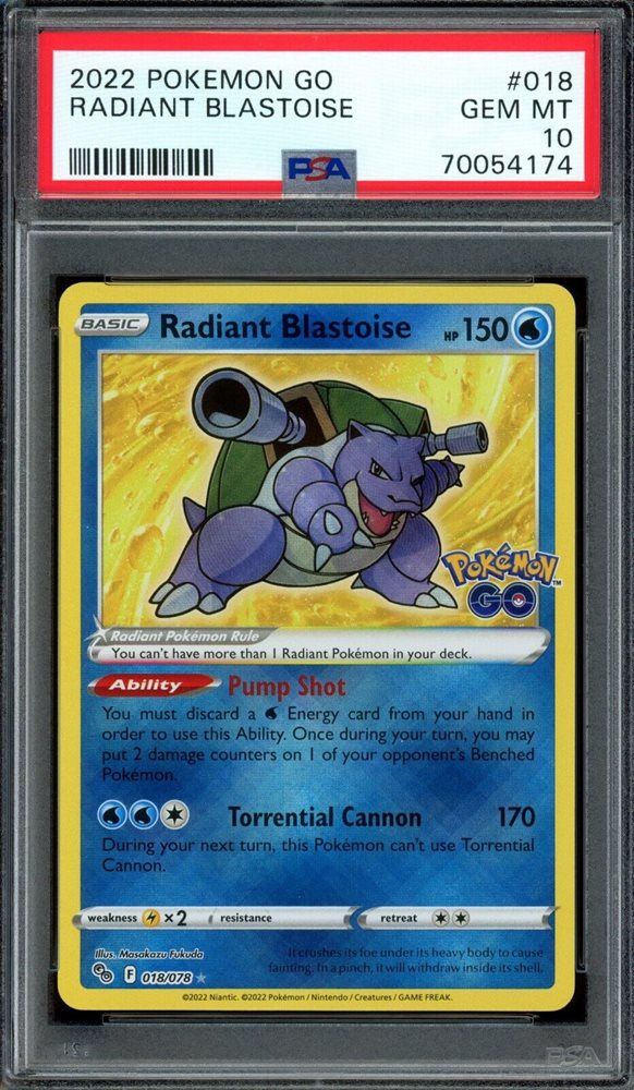PSA 10 - 2022 POKEMON GO #018 RADIANT BLASTOISE - Doe's Cards