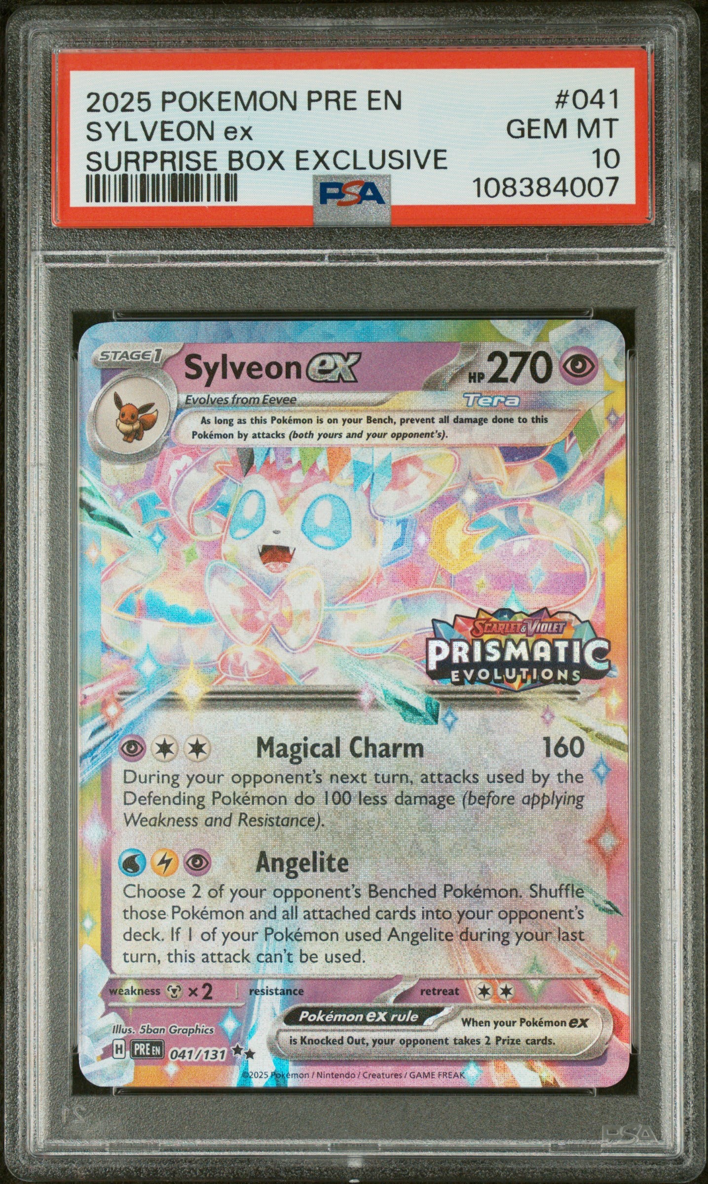 PSA 10 - 2025 POKEMON PRE EN-PRISMATIC EVOLUTIONS #041 SYLVEON EX SURPRISE BOX EXCLUSIVE - Doe's Cards