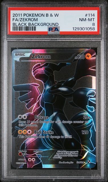 PSA 8 - 2011 POKEMON BLACK & WHITE #114 FA/ZEKROM BLACK BACKGROUND Doe's Cards