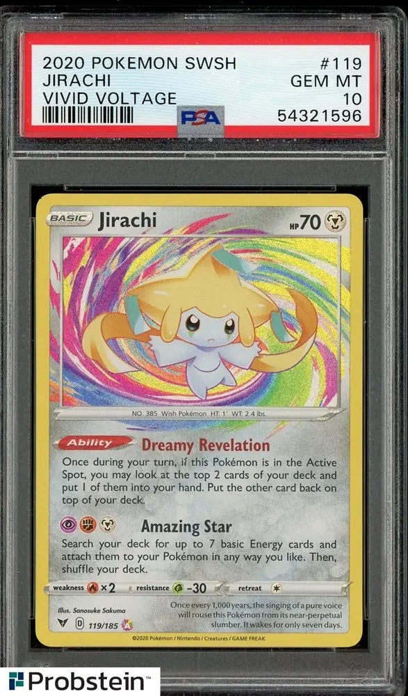 PSA 10 - 2020 POKEMON SWORD & SHIELD VIVID VOLTAGE #119 JIRACHI VIVID VOLTAGE - Doe's Cards