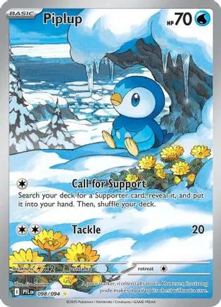 Piplup 098/094 - Holofoil ME02 Phantasmal Flames - Illustration Rare ME02: Phantasmal Flames