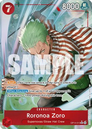 Roronoa Zoro - OP14-015 (Alternate Art) (OP14-015) - The Azure Sea's Seven Foil The Azure Sea's Seven