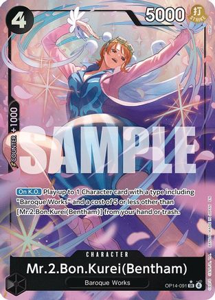 Mr.2.Bon.Kurei (Bentham) (Alternate Art) (OP14-091) - The Azure Sea's Seven Foil The Azure Sea's Seven