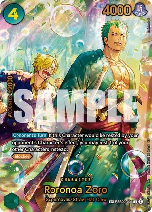 Roronoa Zoro - PRB02-006 (SP) (Alternate Art) (PRB02-006) - The Azure Sea's Seven Foil The Azure Sea's Seven