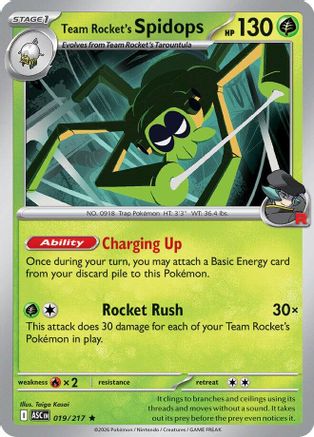 Team Rocket's Spidops 019 - Holofoil ME Ascended Heroes - Rare ME: Ascended Heroes