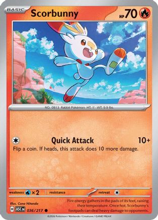 Scorbunny 036/217 - Reverse Holofoil ME Ascended Heroes - Common ME: Ascended Heroes