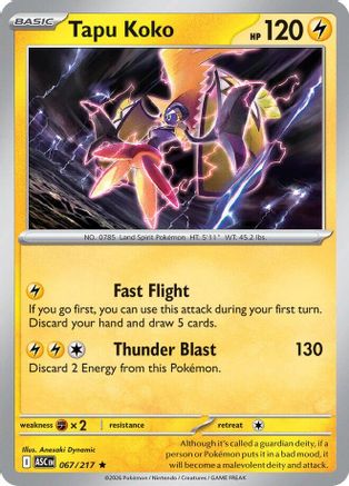Tapu Koko 067 - Reverse Holofoil ME Ascended Heroes - Rare ME: Ascended Heroes