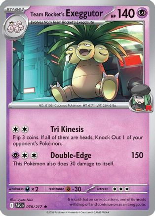 Team Rocket's exeggutor 078 - Reverse Holofoil ME Ascended Heroes - Rare ME: Ascended Heroes