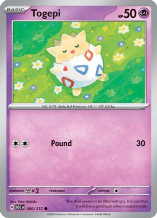Togepi 080 - Reverse Holofoil ME Ascended Heroes - Common ME: Ascended Heroes