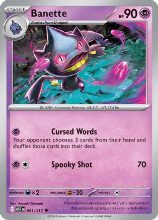 Banette 091/217 - Reverse Holofoil ME Ascended Heroes - Uncommon ME: Ascended Heroes