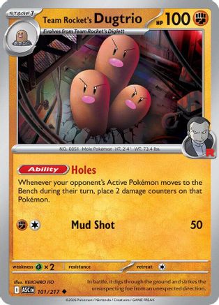 Team Rocket's Dugtrio 101/217 - Reverse Holofoil ME Ascended Heroes - Uncommon ME: Ascended Heroes