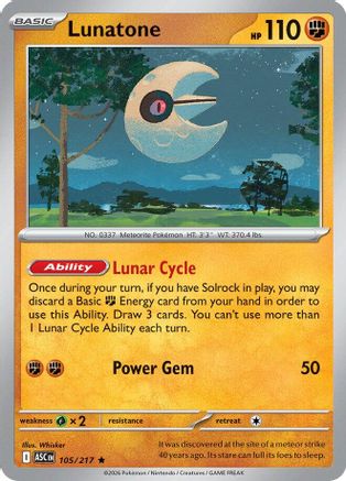 Lunatone 105 - Holofoil ME Ascended Heroes - Rare ME: Ascended Heroes