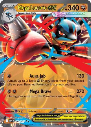 Mega Lucario ex 113 - Holofoil ME Ascended Heroes - Double Rare ME: Ascended Heroes