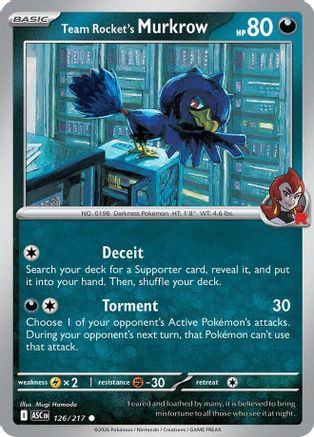 Team Rocket's Murkrow 126 - Reverse Holofoil ME Ascended Heroes - Common ME: Ascended Heroes