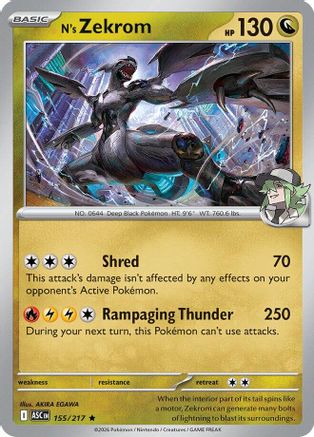 N's Zekrom 155 - Holofoil ME Ascended Heroes - Rare ME: Ascended Heroes