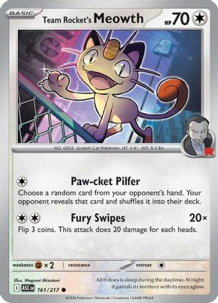 Team Rocket's Meowth 161 - Reverse Holofoil ME Ascended Heroes - Common ME: Ascended Heroes