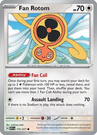 Fan Rotom 171/217 - Reverse Holofoil ME Ascended Heroes - Common ME: Ascended Heroes