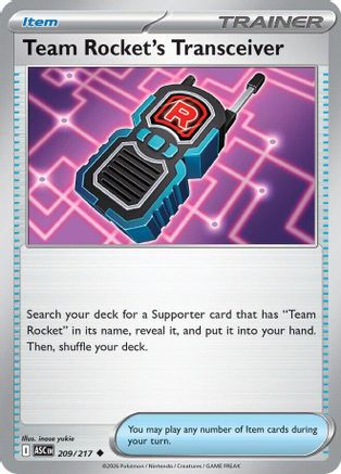 Team Rocket's Transceiver 209/217 - Reverse Holofoil ME Ascended Heroes - Uncommon ME: Ascended Heroes