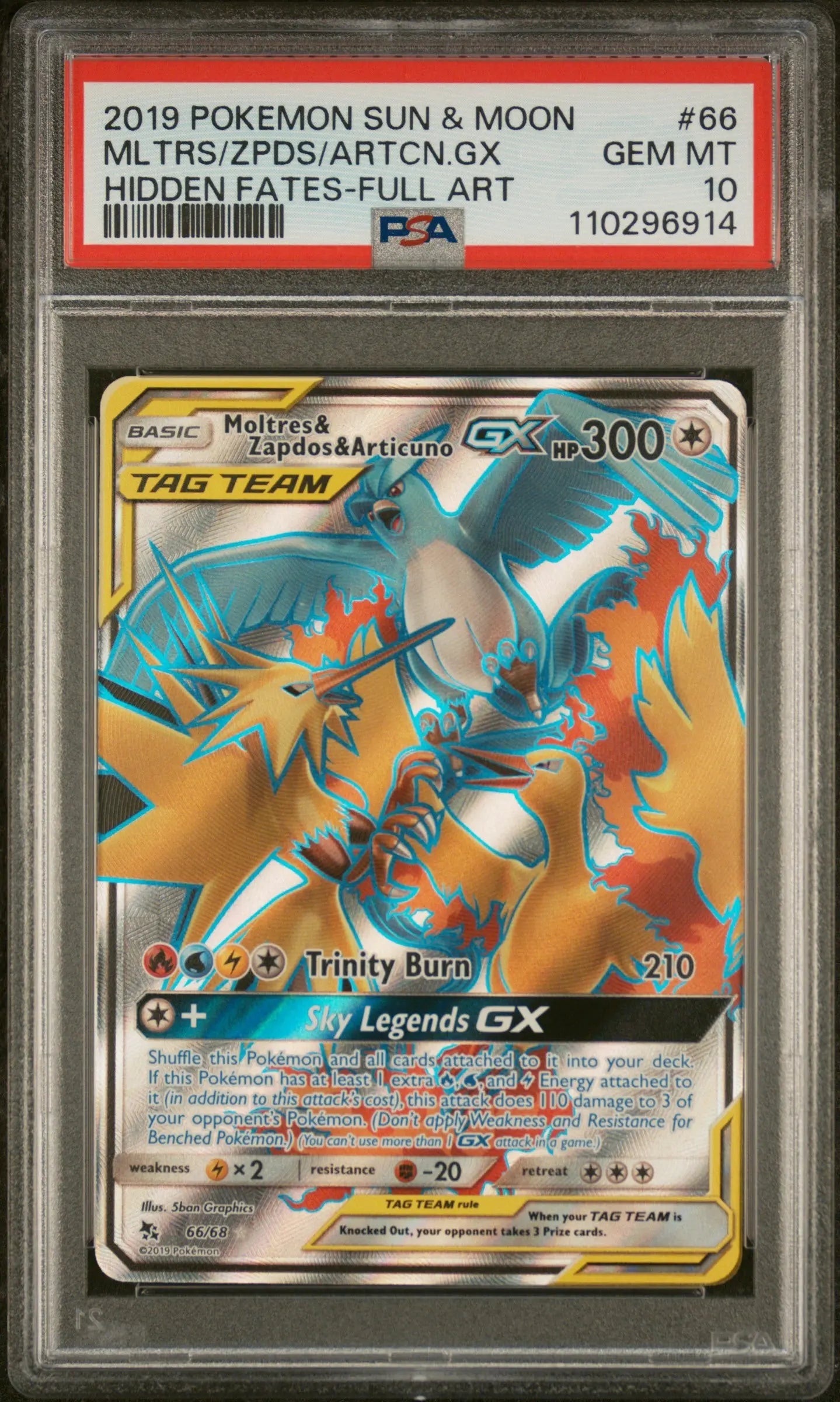 PSA 10 - 2019 POKEMON SUN & MOON HIDDEN FATES #66 MLTRS/ZPDS/ARTCN.GX HIDDEN FATES-FULL ART - Doe's Cards
